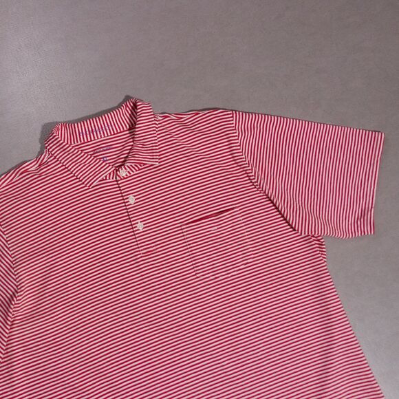 B Draddy Performance Stretch Red Striped Pima Short Sleeve Golf Polo Shirt XL - Picture 2 of 7